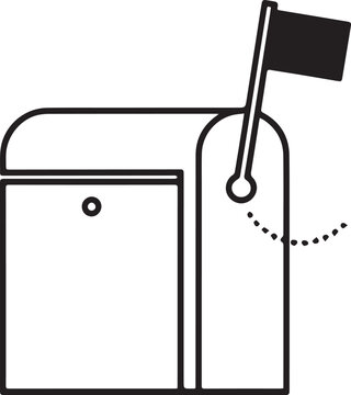 Black Flag Attached To Mailbox Or Post Box With Transparent Background Vector Illustration