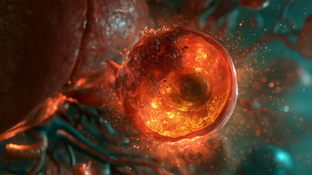 Acute Cholecystitis with Gallstone - Medical Illustration of Inflamed Gallbladder