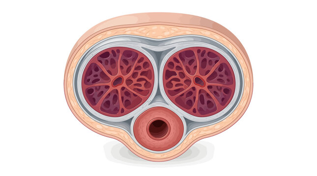 Cross section of human penis anatomy vector illustration