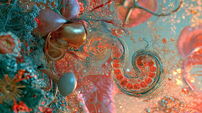Enterohepatic Circulation of Bile Acids - Liver and Gallbladder Medical Diagram