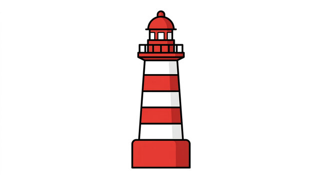 Red and white striped lighthouse vector illustration
