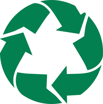 Green recycling symbol vector graphic with circular arrows for environmental concepts