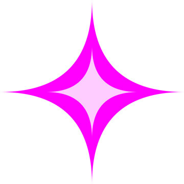 Retro Pink Neon Sparkle Icon With Glowing Four Point Star For Trendy Vintage Graphic Projects