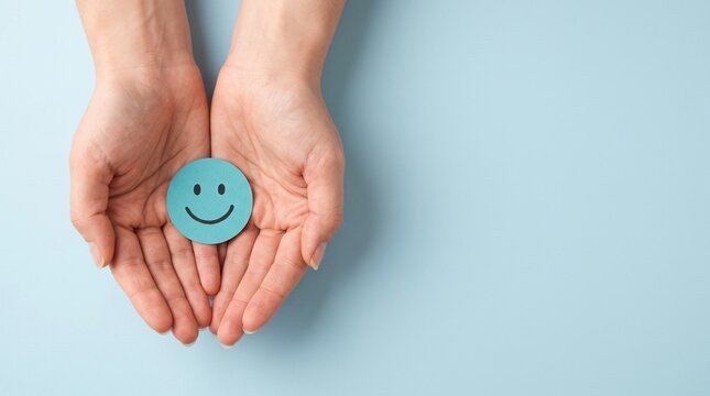 World smile day concept with hands holding a happy smiley face