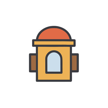 Cartoon building with dome and arched window