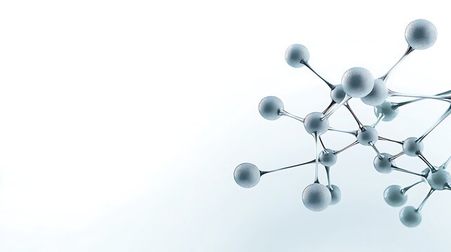 Abstract molecule model in light blue, on white. Spheres connected by lines, suggesting connections