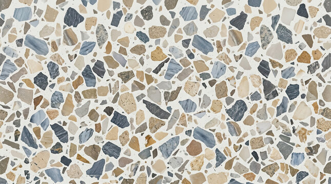 Seamless terrazzo floor texture featuring colorful stone chips embedded in a light background seamless pattern composite material polished surface home decor