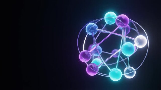 Quantum Computing Concept with Glowing Qubit Network on Dark Background