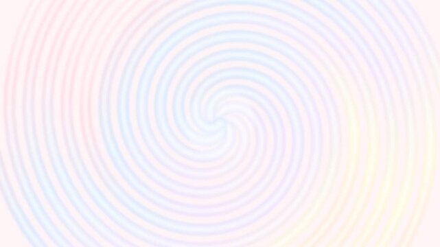 Abstract motion graphic of delicate colorful silk lines flowing in a spiral pattern over a bright white background.