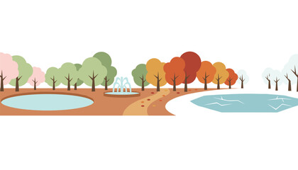 Obraz premium Panorama banner of nature transitioning through the seasons