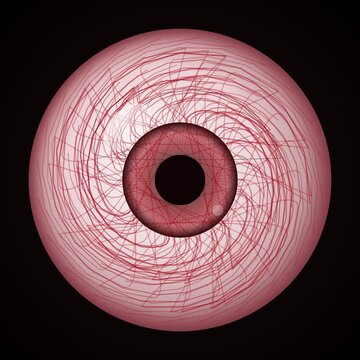 Abstract red thread pattern vortex on black background
