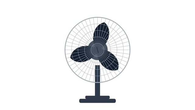 Animated Minimalist Electric Table Fan Illustration on White Background