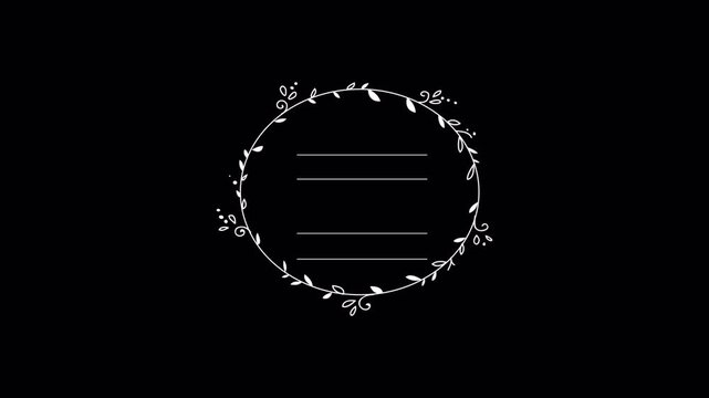 Elegant Floral Frame with Decorative Lines on Black Background.