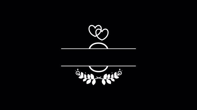 Elegant Wedding Logo Animation with Hearts and Floral Wreath Frame.