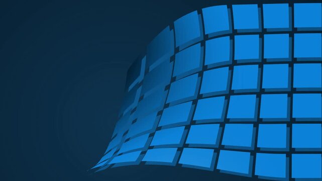 A modern Abstract Animated Background featuring blue floating grid tiles in a dynamic wavy pattern on a dark background
