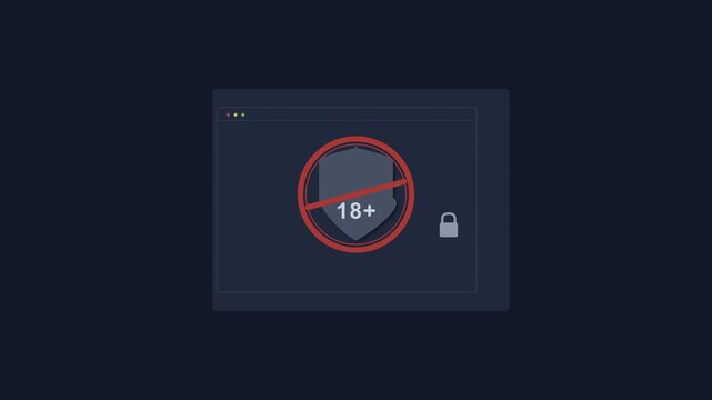 Pixel art restricted 18 plus shield icon animation with lock symbol, digital security concept