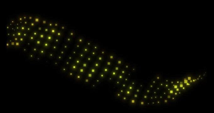 Glowing Yellow Dot Grid Pattern Forming Wave on Black Surface Abstract Animated Background for Modern Graphic Design
