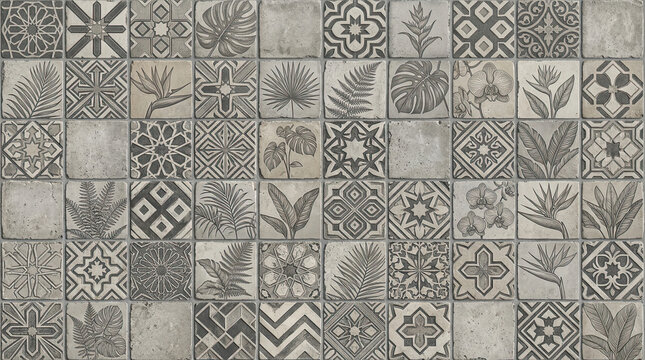 Decorative ceramic wall tiles with vintage floral and geometric patterns floral pattern vintage decor kitchen backsplash bathroom tiles patterned tile