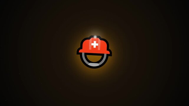 Glowing emergency safety helmet icons arranged in a grid pattern