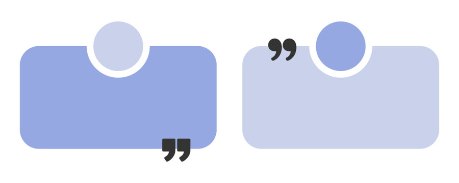 blue testimonial quote frame templates with rounded profile placeholders and quotation marks for customer reviews, social media posts, websites and business presentations