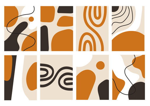 Modern poster designs featuring abstract line, geometric shapes. Vector