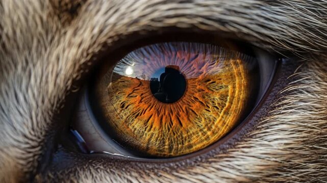 Close up of animal eye looking.