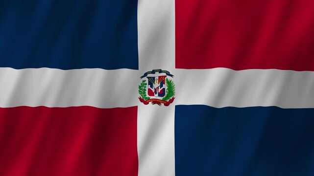 Dominican Republic flag waving in the wind 4K animation background