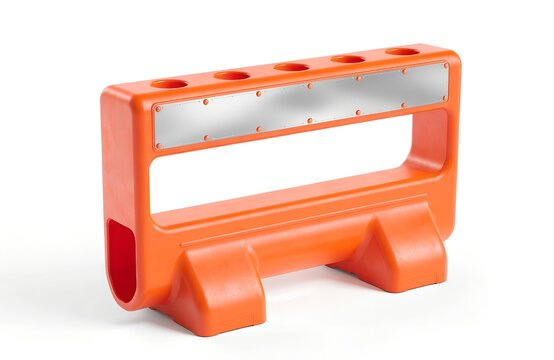 Orange plastic industrial barricade with reflective strip work zone barricade