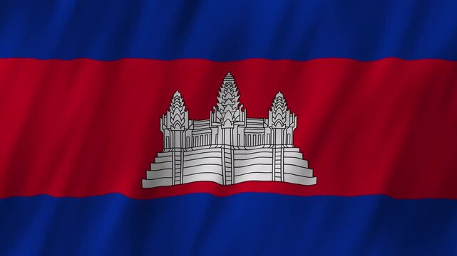 Cambodia flag waving in the wind 4K animation background