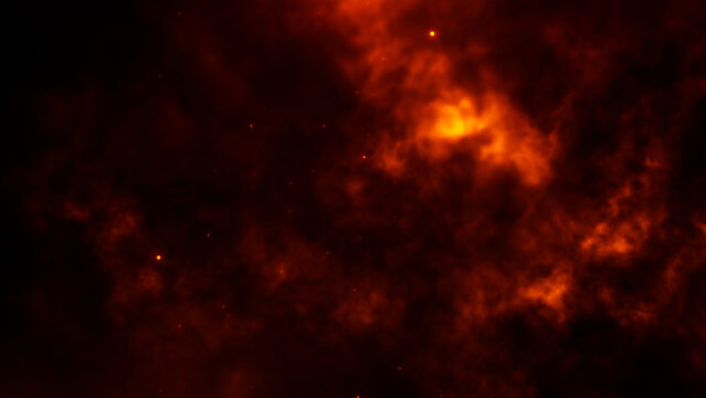 Dramatic red and orange fire smoke clouds with glowing embers on black, ideal for heat, danger, cinematic and intense backgrounds.