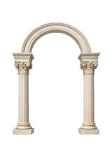 Obraz premium Ornate classical stone archway with two fluted columns on white background