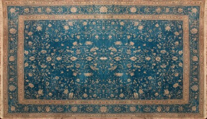Naklejka na ściany i meble Vintage blue floral oriental rug carpet