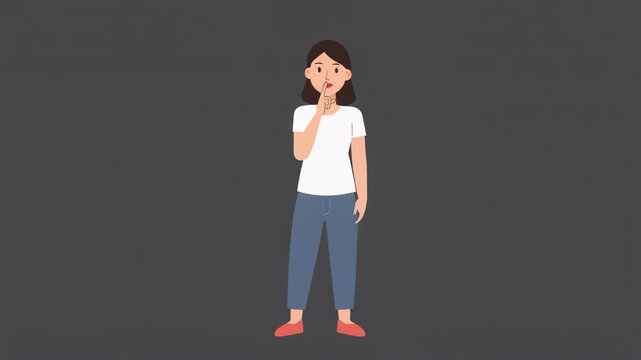 Cartoon Cheerful Person Making Zipped Lips Gesture