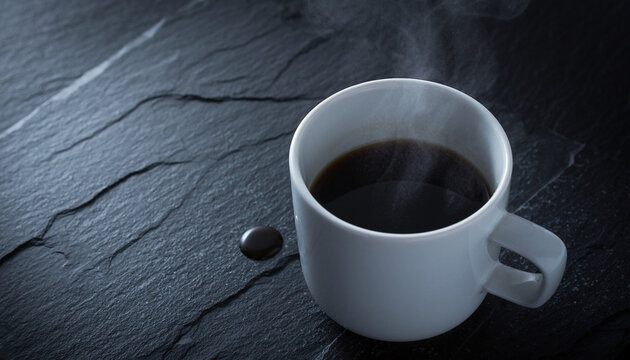 Plain White Mug Blank Surface on Dark Slate Mockup
