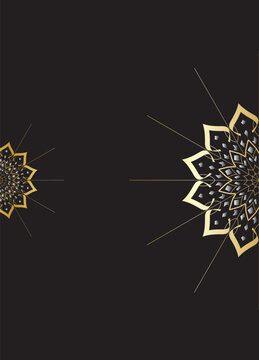 Dark background with silver oriental mandala side border decoration on left and right
