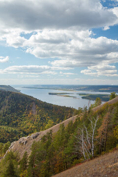 Volga River view from hills in central Russia