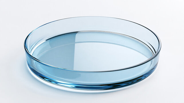 青い試料を満たしたガラス製ペトリ皿の研究室イメージ Glass petri dish filled with blue sample for laboratory research and biotechnology concept