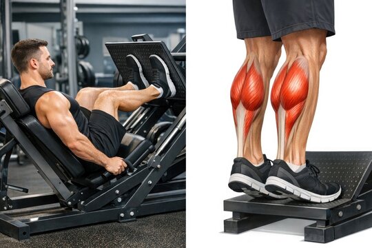 A person performing a leg press exercise on a bench, great for fitness and workout themes