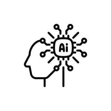 AI innovation thin line icon representing artificial intelligence, technological advancement, machine learning, digital transformation, and emerging technology. Vector illustration.