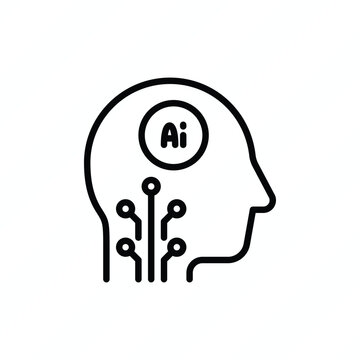 Cognitive computing AI thin line icon representing artificial intelligence, cognitive technology, machine learning, data processing, and intelligent computing. Vector illustration.