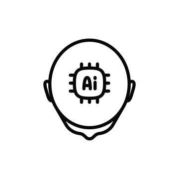 Deep mind chip thin line icon representing artificial intelligence, deep learning, neural networks, advanced computing, and intelligent technology. Vector illustration.