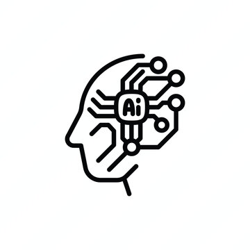 Deep learning matrix thin line icon representing artificial intelligence, neural networks, machine learning, data processing, algorithms, and advanced computing. Vector illustration.