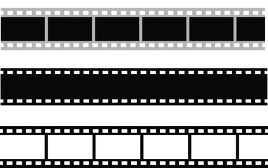 Fototapeta premium Collection of vintage film strips with blank frames for creative photo or video editing and design projects