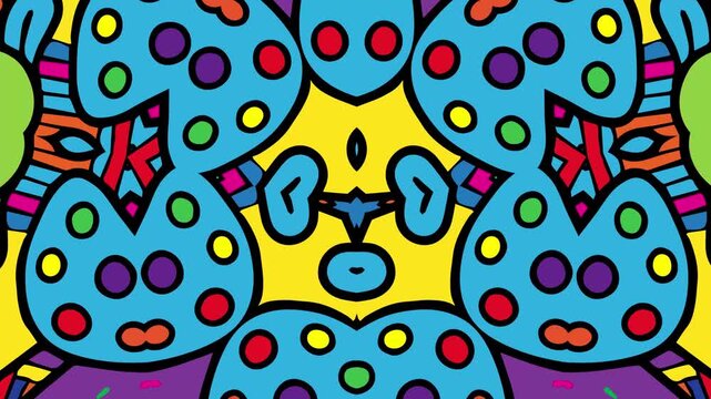 Colorful abstract kaleidoscope patterns drift with psychedelic energy, creating a vibrant video background for music festivals, social media, and content.