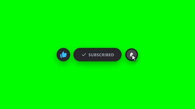 Social media subscribe and bell button animation on transparent background