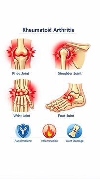Medical Infographic of Rheumatoid Arthritis and Joint Inflammation