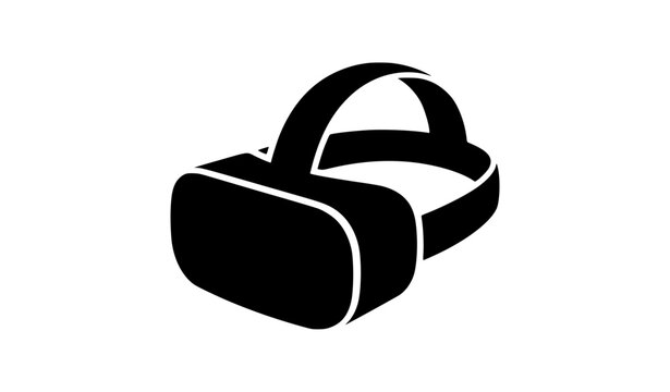 A black silhouette icon of a virtual reality headset isolated on transparent background