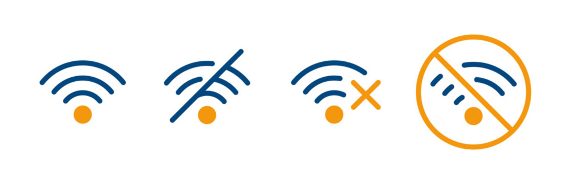 stock vector images wireless Wi-Fi,  Wi-Fi signal symbols, internet outline icons