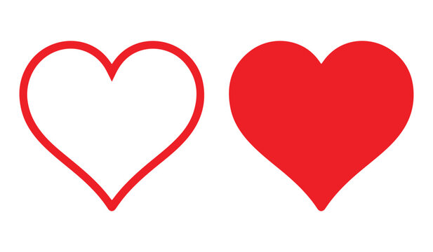 Red heart vector icon for love, romance, Valentine's Day, affection, relationships, and celebration.