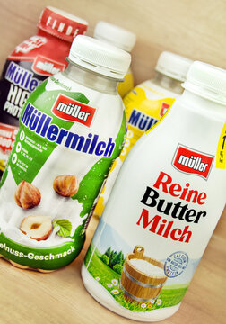 M&uuml;llermilch und Buttermilch Produkte von M&uuml;ller
